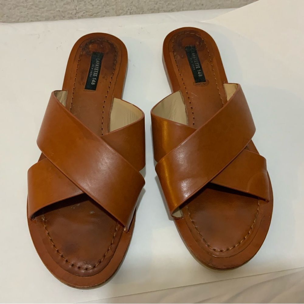 Lafayette 148 New York Women  leather sandal size 8M - Picture 3 of 10